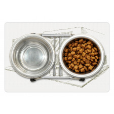 Urban Sidewalk Cafe Drawing Pet Mat