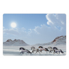 Snowy Day Wild Horse Pet Mat