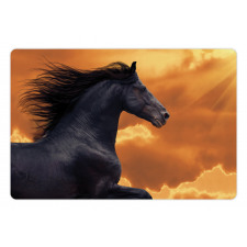 Galloping Friesian Horse Pet Mat