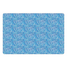 Blue Tones Boteh Art Pet Mat