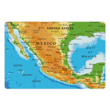 Detailed Map of Mexico Oceans Pet Mat