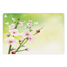 Blossoms Ladybugs Spring Pet Mat