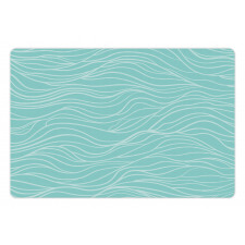 Simple Aquatic Doodle Waves Pet Mat