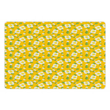 Flowers Buds Leaves on Dots Pet Mat