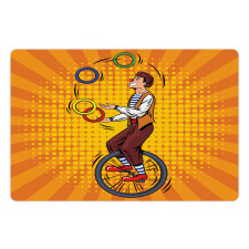 Disc Juggler Man on Unicycle Pet Mat