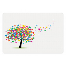 Colorful Hearts Leaves Trees Pet Mat