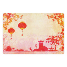 Chinese Lanterns Building Pet Mat