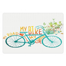 Blue Bike with Flowers Pet Mat