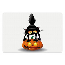 Cartoon Animal on Pumpkin Pet Mat