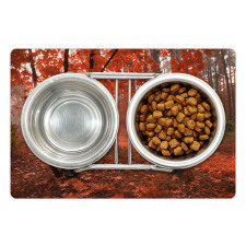 Misty Forest Leaves Orange Pet Mat