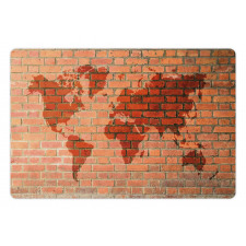 World Map on Brick Wall Pet Mat