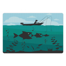 Fishing on Boat Nautical Pet Mat