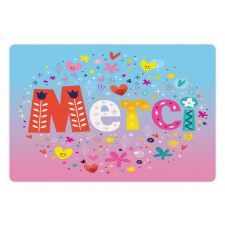 French Words with Hearts Pet Mat