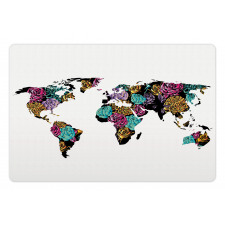 World Map Flowers Pet Mat