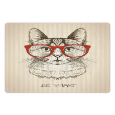 Cat with Retro Glasses Pet Mat