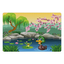 Duck and Frog in a Lake Pet Mat