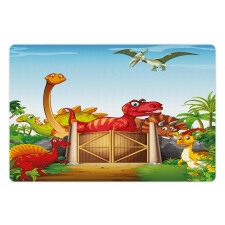 Cartoon Dinosaurs in Park Pet Mat