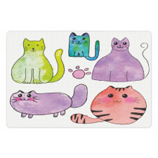 Cats in Watercolor Style Pet Mat