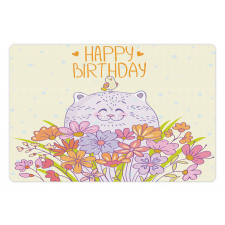 Happy Cat Bird Flowers Pet Mat