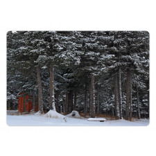 Snowy Forest Cottage Pet Mat