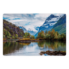 Snowy Norway Mountains Pet Mat