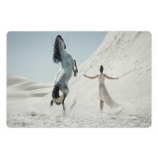 Lady with White Horse Pet Mat