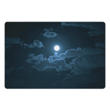 Full Moon Dark Clouds Fog Pet Mat