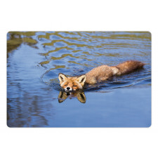 Fox Swimming in River Pet Mat