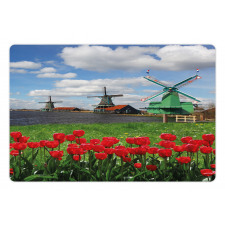 Red Color Tulips Field Pet Mat