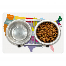 USA Map Colorful States Pet Mat