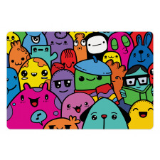 Colorful Doodle Monsters Pet Mat