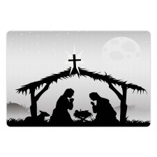 Black Silhouette Barn Sheep Pet Mat