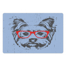 Fun Portrait Red Glasses Pet Mat