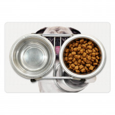 Dog Holding Food Bowl Pet Mat