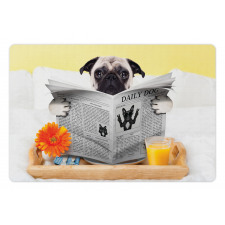 Pug Reading News Daily Dog Pet Mat