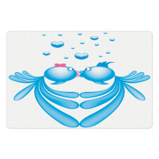 Blue Cartoon Fishes Heart Pet Mat