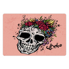 Skull Boho Floral Wreath Pet Mat