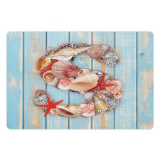 S Seashells Nautical Pet Mat