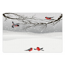 Wintertime Cartoon Birds Pet Mat