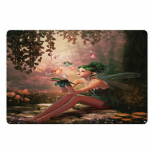 Girl Wings Butterflies Pet Mat