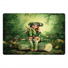 Elf Girl with Wreath Tree Pet Mat