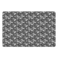 Greyscale Skulls Doodle Pet Mat