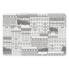 Hand Drawn Houses Town Pet Mat