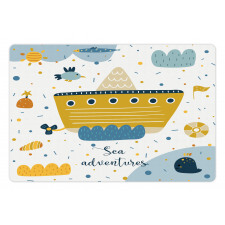 Ship and Puffy Clouds Pet Mat