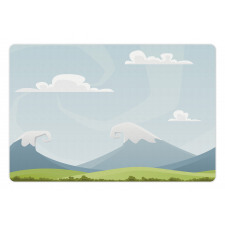 Cartoon Mountains Idyllic Pet Mat