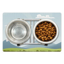 Cartoon Mountains Idyllic Pet Mat