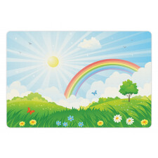 Sun and Rainbow Flowers Pet Mat