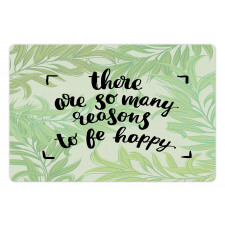 Green Leafy Branches Words Pet Mat