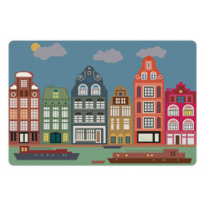 European Houses and Ships Pet Mat