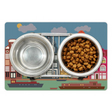 European Houses and Ships Pet Mat